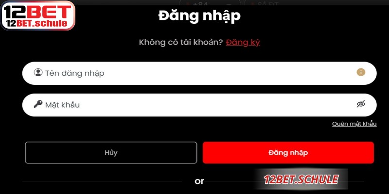 Giao diện đăng nhập 12BET truy cập hiện đại giúp thành viên thực hiện nhanh