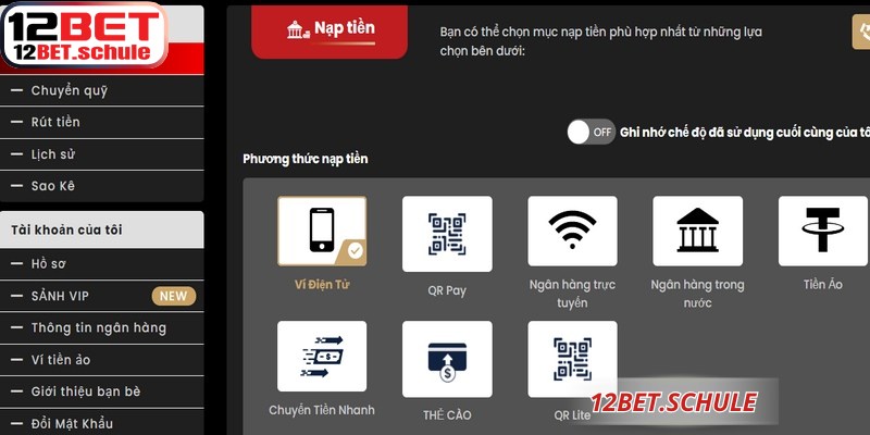 Hệ thống 12BET tích hợp đầy đủ các giải pháp tài chính hiện đại nhất