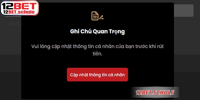 Giao diện rút tiền 12BET đơn giản, rõ ràng giúp thành viên dễ dàng thực hiện